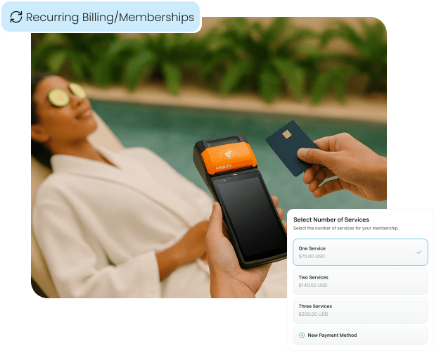 A client signs up for a tiered membership, illustrating how our platform handles recurring billing and subscriptions for wellness and fitness businesses.