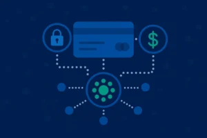 Infographic showing how network tokenization secures credit card payments with a central token.