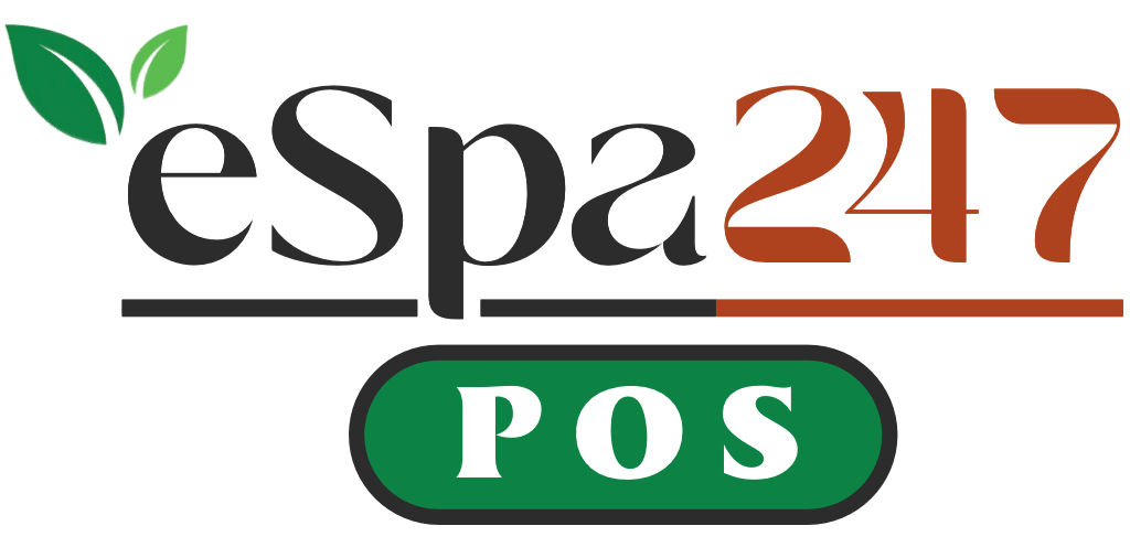 eSpa247 POS partnership logo for 24/7 wellness and spa business management solutions.