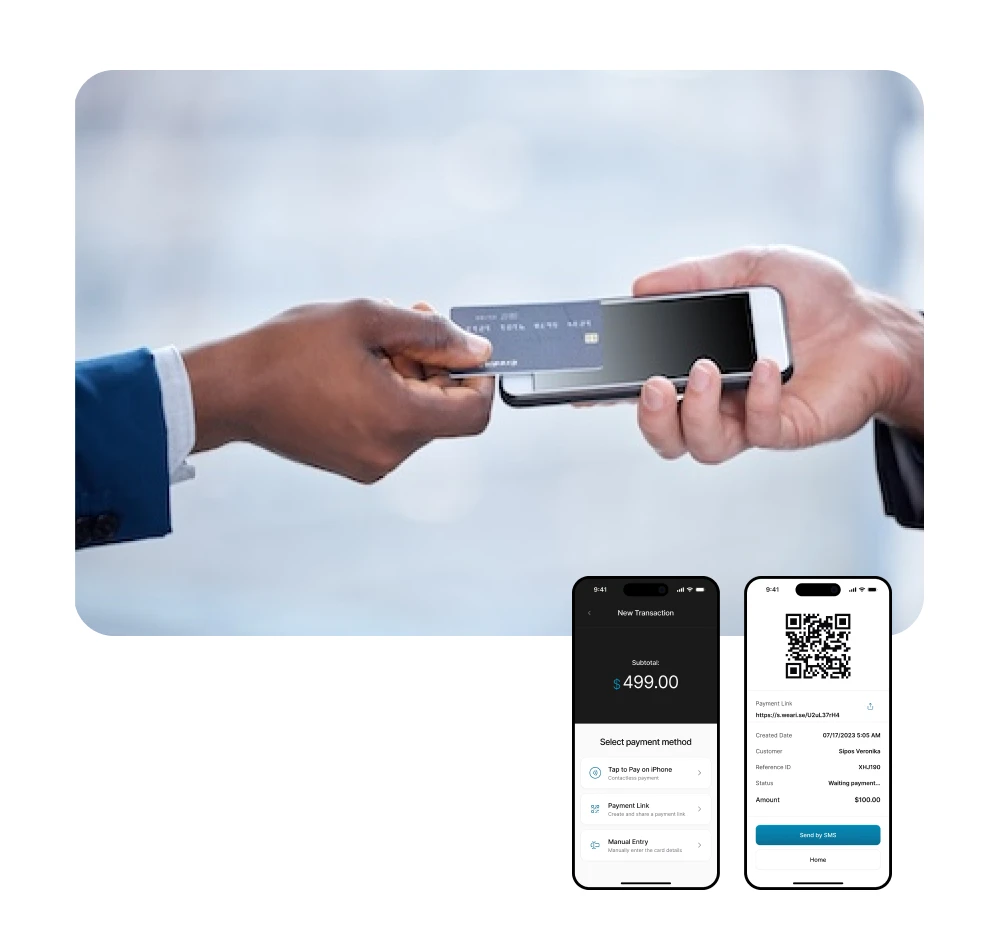 ARISE Tap to Pay on iPhone for retail and service businesses accepting contactless card payments.